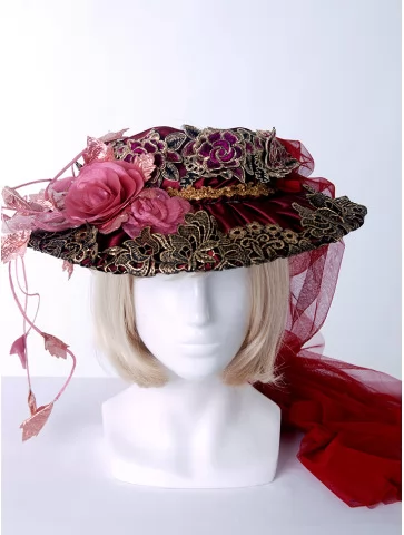 Шляпа женская цветы шлейф
