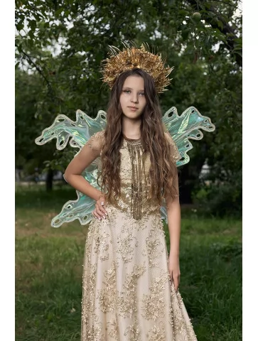 костюм золотої феї у довгій...
