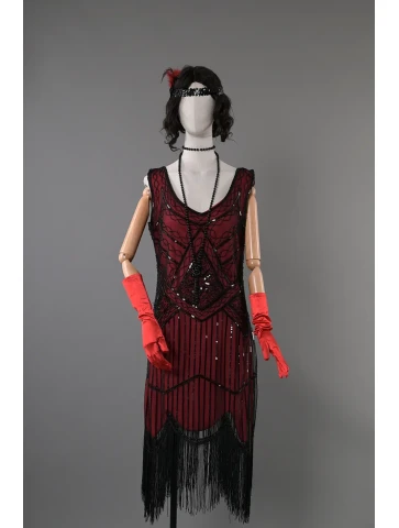 Гетсбі сукня чорно-вишнева деталі збоку