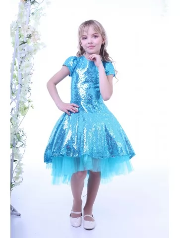 Сукня блакитна з паєтками