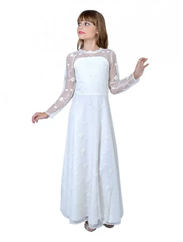 Молочна довга бальна сукня...