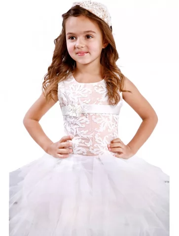 Платье бальное пудра с белым