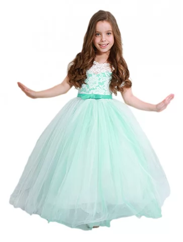 Платье бальное бело-мятное