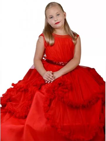 Сукня червона багатоярусна...