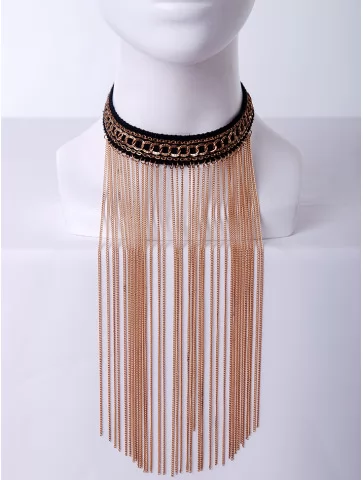 Чокер длинные мелкие цепи