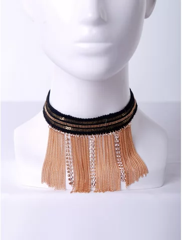 Чокер короткие цепи и стразы