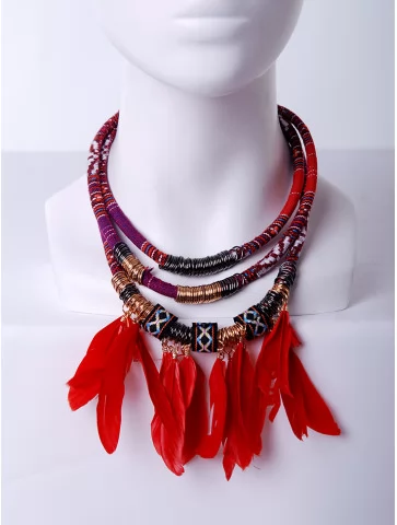 Бусы этно с перьями