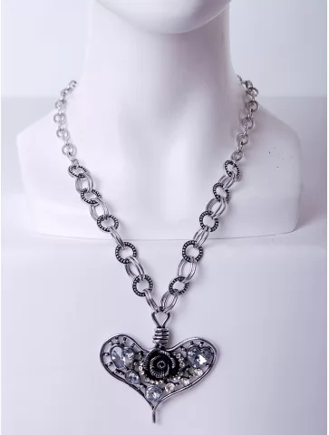 Кулон сердце с розой