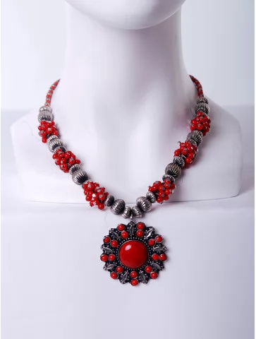 Бусы этно с кулоном цветком