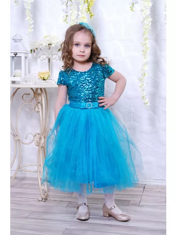 Сукня яскраво блакитна з...