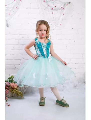 Сукня м’ятна з мереживним...