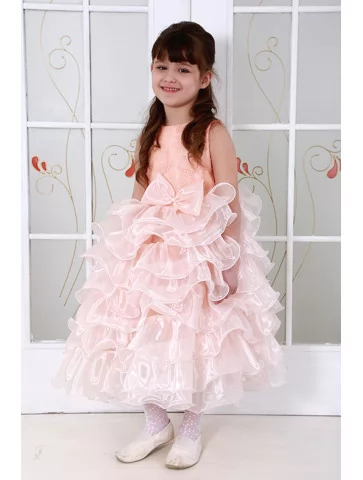 Сукня пудрова багатоярусна...